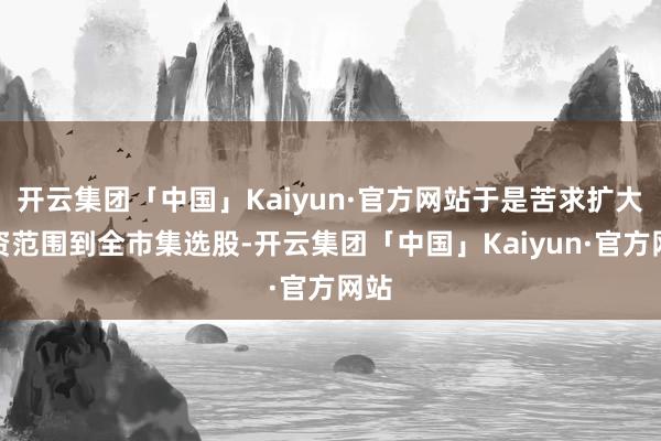开云集团「中国」Kaiyun·官方网站于是苦求扩大投资范围到全市集选股-开云集团「中国」Kaiyun·官方网站