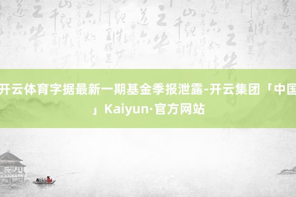 开云体育字据最新一期基金季报泄露-开云集团「中国」Kaiyun·官方网站